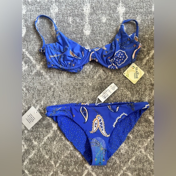 Seafolly Reversible Blue Paisley Bikini - Picture 1 of 3